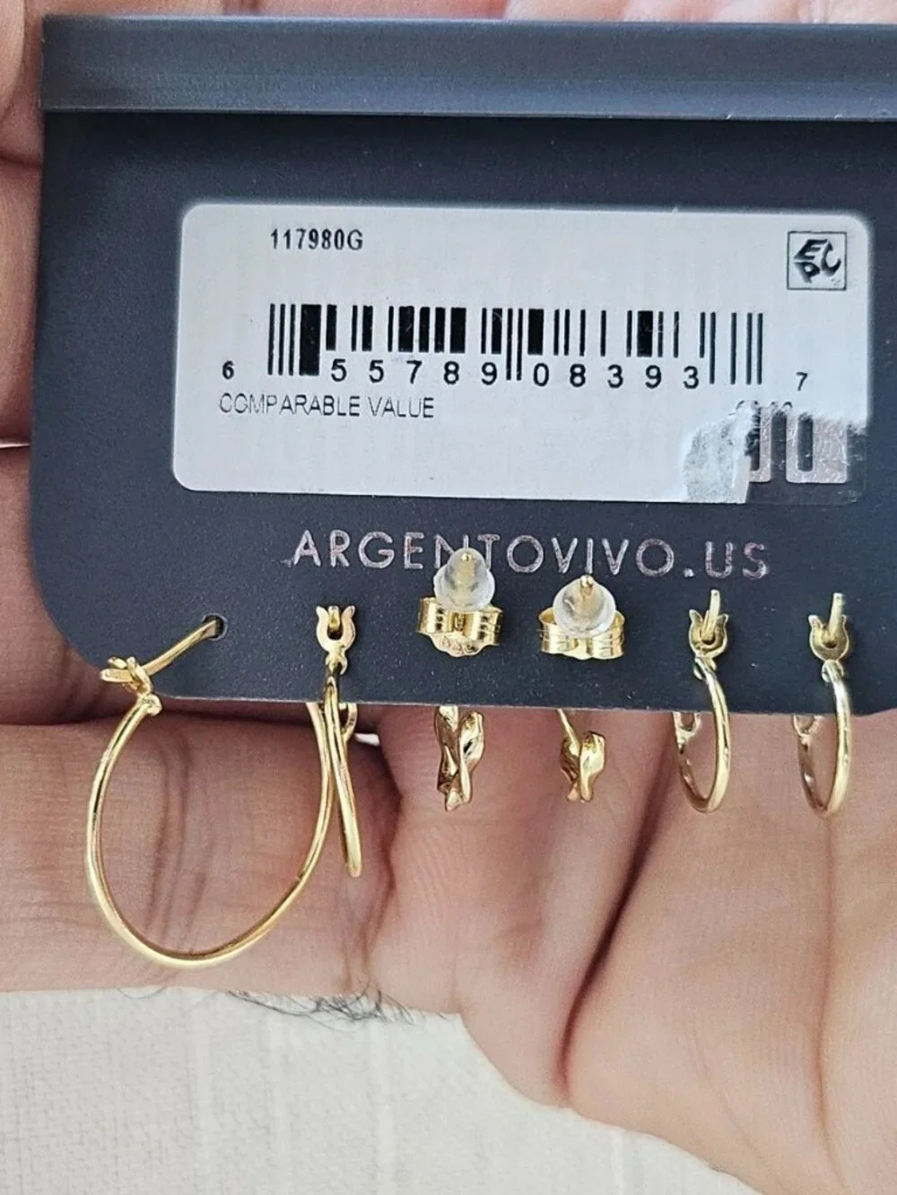 Argento Vivo Women Earrings Gold Plated over Sterling silver Jewelry Set of 3